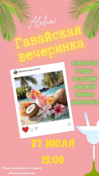27.07.24. Гавайская вечеринка Белые Берега